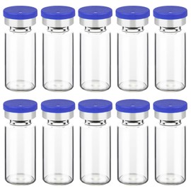 10 Pcs Sealed Vials for Injection, Saline Vials with Self Healing Injection Ports, Empty Vials for Injection with Plastic-Aluminum Flip Caps (10ml)