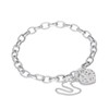 Sterling Silver Belcher Chain Pendant Bracelet with Heart Padlock 6"