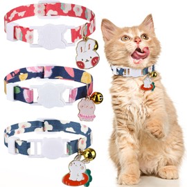YASUOA 3-Piece Breakaway Cat Collar Set, Removable Bell, Quick Release, Suitable for Kittens, Cats, Dogs, and Small Pets