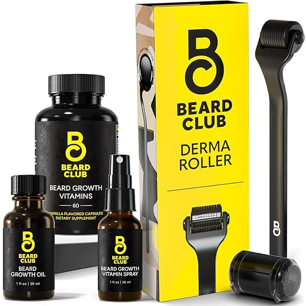 The Beard Club Derma Roller, Beard Growth Oil, Vitamin Spray