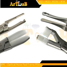 Optical Pliers for Adjusting Eyeglasses, Nose Pad Applicator Pliers, Arm & Frame Bending Pliers with Nylon Jaws Non-Marring - Black Grip Handle - German Steel (4 Count)