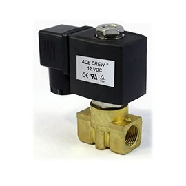 AceCrew Brass Solenoid Valve 3/8 inch NPT 12VDC Normally Closed - flow control valve for gas, liquid, fluid & air