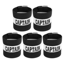 sourcing map Soccer Captain Armband, Captain Arm Bands for Soccer Elastic Captain C Arm Band Sports Captain Armbands for Football Team Training Youth & Adult Black, Pack of 5