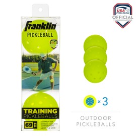 Franklin Sports Outdoor Compact Pickleballs - Training Pickleballs for Pickleball Practice + Skills Training - Mini 69mm Outdoor Pickleballs - Great Pickleball Training Aid - Optic Yellow - 3 Pack
