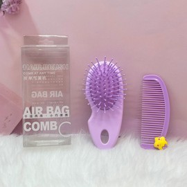 Mini Wet Hair Brush,Small Hair Comb,2 Piece Cute shaped Detangling Hair Brush Combs Set For Women Girls Boys Kids,Travel Shower Detangler Comb Massage HairBrush with Air Cushion (Purple-Style 2)