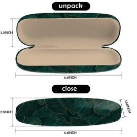 Cabreche Glasses Case Hard Shell Eyeglass Portable Glasses Eyeglasses Holder Box with Cleaning Cloth Women Girls Men Cute Cool-Tropical Leaf
