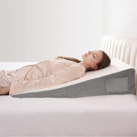 Vekkia 34" Extra-Long Wedge Pillow, Back & Arm Support, Bed Wedge Pillow for Sleeping After Surgery, Acid Reflux, Snoring Relief, Removable Washable Cover & Double Side Pockets, 7.5" Height, White