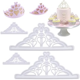 4 Pcs Crown Cookie Cutters Set Tiara Fondant Cutter Crown and Princess Crown Mold Cupcake Decorating Gumpaste Mould