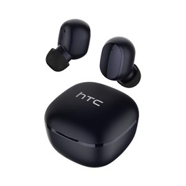 HTC True Auriculares Inalámbricos 6 Bluetooth 5.3 Auriculares Estéreo Oreja Control Táctil con Micrófono, Auriculares Inalámbricos de Cancelación de Ruido 22H Tiempo de Reproducción para Android y iOS