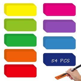 Pack of 54 Magnetic Strips Writeable, 79 mm x 29 mm, Magnetic Dry Wipe Labels, Magnetic Signs for Labelling, Writeable Magnets, Whiteboard Magnets Writeable, for Home, School, Office