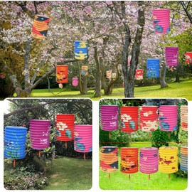 BUZIFU 12pcs Colorful Paper Lanterns: Chinese New Year & Wedding Party Lanterns (Pink Blue)