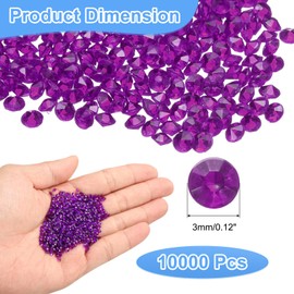 sourcing map 10000Pcs Wedding Table Scatter Confetti Fake Crystals Acrylic Diamonds Rhinestones Vase Fillers Gems for Crafts,Table Centerpiece Decor, Bridal Shower Party (Dark Purple, 3mm)