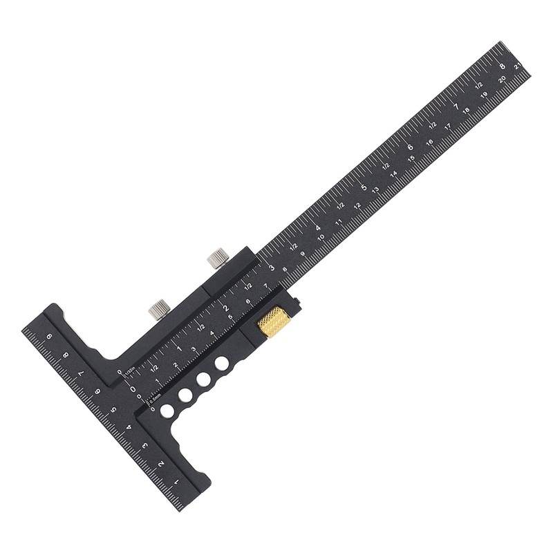 Woodworking Scriber Measuring Tool T Square Ruler Carpentry Multifunctional Aluminum