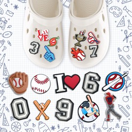 BULKITEM 25PCS Sports Baseball Shoe Charms for Clog Shoe Decoration, Baseball Shoe Charms Accessories Decorations Pack for Boy Girl Women Men Teens Adults