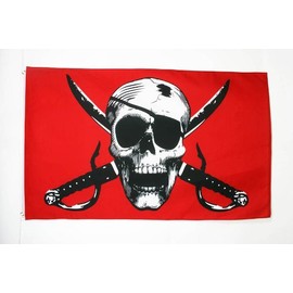 AZ FLAG - Pirate Crimson Flag - 90 x 60 cm - Pirate Skull Flag 100% Polyester with Brass Eyelets - UV-Resistant - Vivid Colours - 50 g