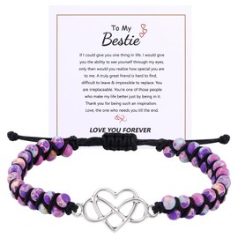 JUVJEW Gifts for Bestie Women Infinity Love Heart Bracelet Natural Stone Beaded Bracelets Mothers Day Anniversary Graduation Christmas Birthday Gift Ideas (Purple) (To My Bestie)