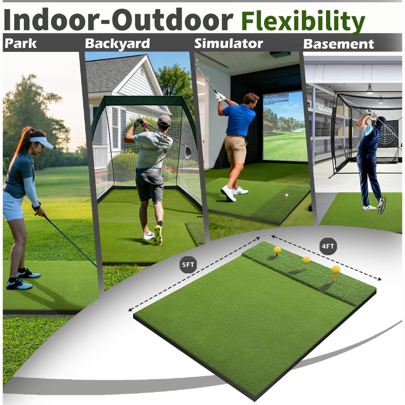 Fanshaw Premium Dual-Turf Golf Mat 5x4 40mm Thickened for Practice
