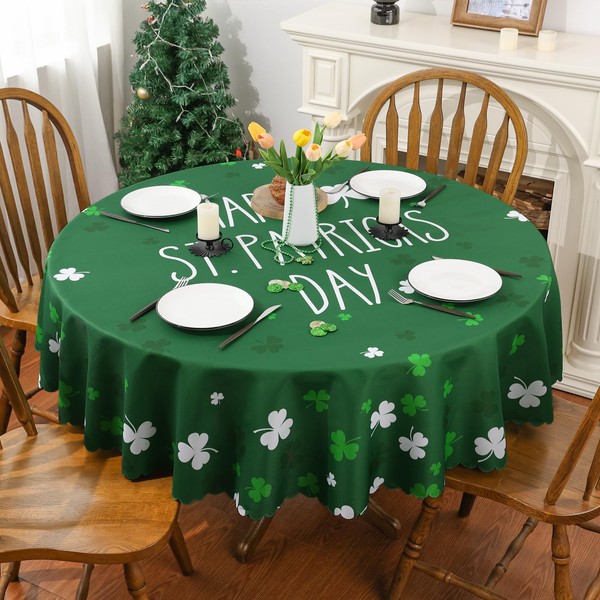 St Patricks Day Tablecloth 60 x 60 Inch Round, Happy