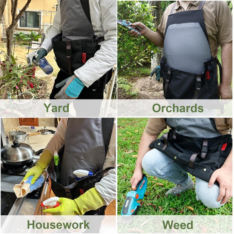 Extra Gardening Apron Waterproof Cross Back Apron Women, 600D Polyester