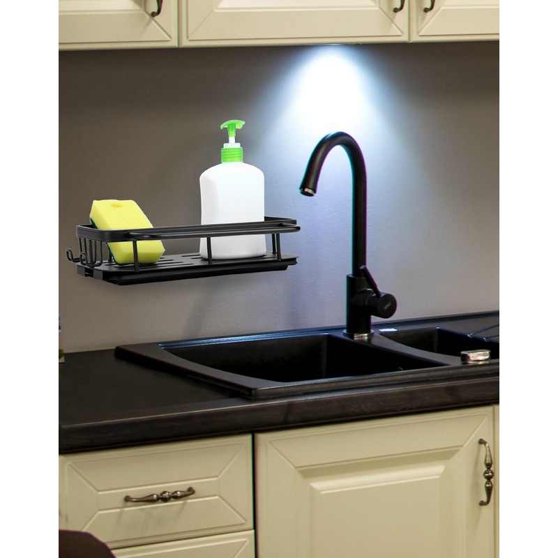 QWORK® Sink Organiser, Hanging Sink Organiser, No Drilling, with Drain
