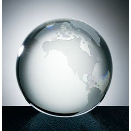 Optical Crystal World Globe Paperweight with Flat Bottom - Small