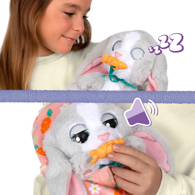BABY PAWS Bunny, Interactive Plush Rabbit with Loud that Opens