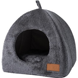 NEWKIBOU Cama portátil para Cueva de Gato, Casa para Gatos de Interior, Cama para Perro con Cojín Interior Extraíble Lavable,Cama Suave para Gatito y Perro Pequeño (S, Gris Oscuro)