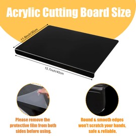 SKTMH Acrylic Cutting Board with Counter Lip Black Cutting Board for Kitchen Non Slip Cutting Boards for Countertop Black Acrylic Cutting Boards Kitchen Protection for Countertop, 15.7 * 11.8 Inch