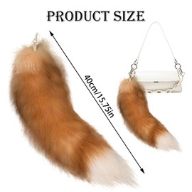 WPNCYK 1 Pcs Fox Tail Keychain,15-15.8 Inch Fox Tail Keychain, Tails Long Keychain for Women Girl, Fashion Fluffy Furry Tail, Tail Keychain for Handbag Backpack Cosplay