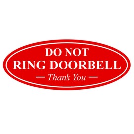All Quality Letrero ovalado con texto en inglés "Do Not Ring Doorbell", color rojo, pequeño
