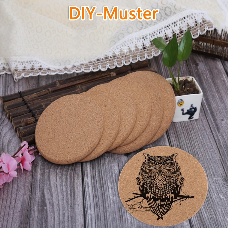 LDXDRU Pack of 8 cork trivets, 16 cm, cork coasters,