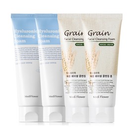 Mediflower Medi Flower Hyaluronic Acid Cleansing Foam 150ml x 2 + Grain Facial Deep Cleansing Foam 150ml x 2 / 메디플라워 히알루론산 클렌징폼 150ml 2개+곡물 페이셜 딥 클렌징폼150ml 2개