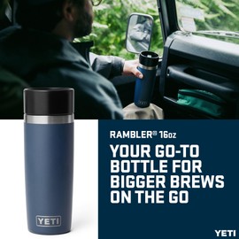 YETI Rambler 16 oz (473 ml) Travel Bottle (Navy) – Drinks Bottle & Coffee Flask for Hot Drinks with Leakproof Commuter Cap – Backpack-Friendly Insulated Coffee Cup – 5 Year Warranty