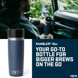YETI Rambler 16 oz (473 ml) Travel Bottle (Navy) – Drinks Bottle & Coffee Flask for Hot Drinks with Leakproof Commuter Cap – Backpack-Friendly Insulated Coffee Cup – 5 Year Warranty
