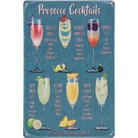 30 x 20 cm Tin Sign - Cocktail Recipe Overview Decorative Bar Sign, Mixer Recipe Bar Sign