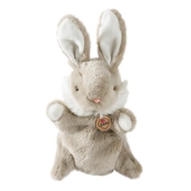 Bauer Spielwaren "Theatrello" Handpuppe Hase: Kuschelweiche Stoff-Puppe aus softem Plüsch, helles Grau-Beige, für Puppentheater und Lernspiele (11802)
