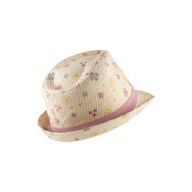 Sterntaler Straw Hat Flowers - Summer Hat with All-Over Floral Print - UV Protection 50+ Sun Hat - Girls Hat - Baby and Children Summer Headpiece, sand, 49