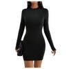 GORGLITTER Women's Petite Bodycon Mini Dress Long Sleeve Basic Autumn