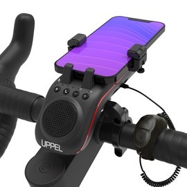 UPPEL Phone Holder Bluetooth Speaker With LED Bike Light, Horn, Microphone - 10 in 1 Multifunctional Outdoor Speaker for Road & Mountain Cycling