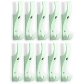 Toughook Unbreakable Hooks, 10 Pack (Mint Green) Heavy Duty Plastic Hooks Wall Hooks for Schools, Offices and Home. For Bags, Hats, Jackets. Child Friendly Design