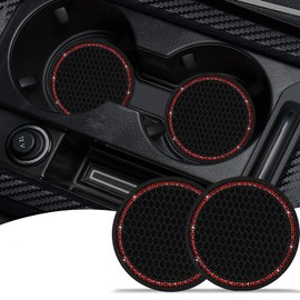 Gseigvee 2 Pack Bling Car Coasters for Cup Holders, Auto Universal Cup Holder Insert Coaster Anti Slip Crystal Vehicle Interior Accessories Cup Mats for Women and Girls Red