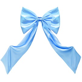 Coquette Large Satin Bow, 24 x 42 Inches, Blue Giant Bow Ribbon Tie for Coquette Room Decor, Birthday Party Backdrop Wall Decoration (Blue)
