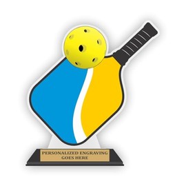 Trophy Outlet Pickleball Singles Paddle Acrylic Award | Great for Tournaments and Competitions | Acrylic with Customizable Text Plate