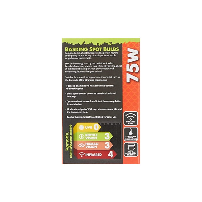 Komodo 75 Watt Basking Spot Bulb, color may vary