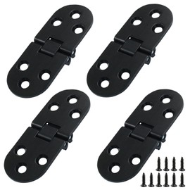Murtenze 4PCS Table Folding Flip Top Hinge, Black Butler Tray Hinge 180 Degree Round Edge Hinge for Folding Tables Sewing Machine Table Furniture Accessories(3.1x1.2inch)