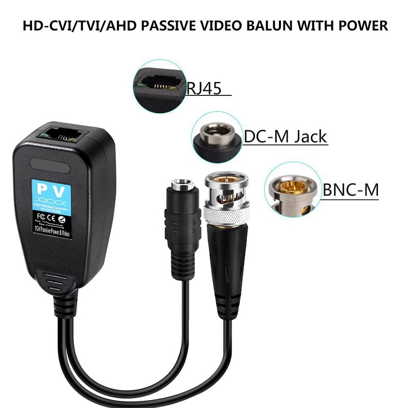 Passive Video Balun 4 Pairs RJ45 Transceiver Transmitter HD-CVI/TVI/AHD/CVBS with