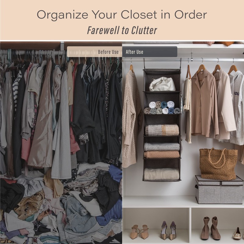 StorageWorks 5-Shelf Hanging Shelves for Closet, Clothes Organizers and Storage,