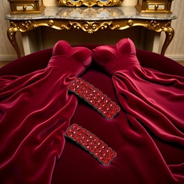 2 Pcs Red Rhinestone Hair Clips,Rhinestones Korean Style,Rectangular Hairpins Shiny Luxury Hairpins Wedding Rhinestone Hair Clips, Barrettes Hair Accessories for Women Girls,Hair Care