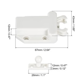 uxcell Push Latch Touch Latch 2Pcs Push to Open Door Latch Rebound Self-Locking Latches for Drawer Door, White