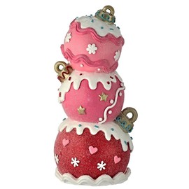 Roses and Mistletoe 11" Tall Stacked Triple Iced Candy Baubles Christmas Village Figure